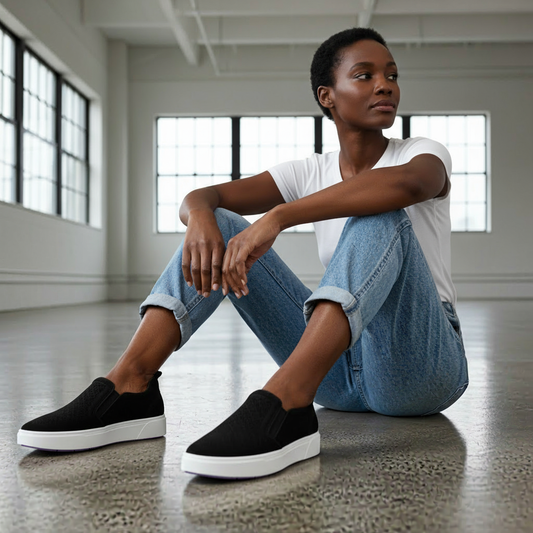 Lifestyle image for Kimmie Perf Slip-On Sneaker - Black Suede