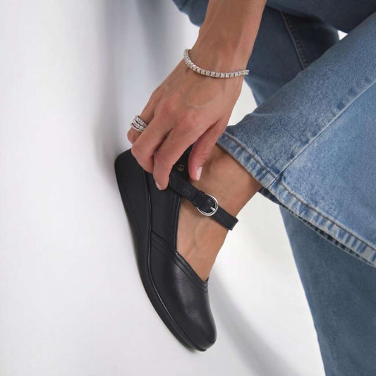 Lifestyle image for Narita Mary-Jane Flats - Black