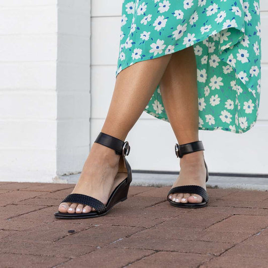 Lifestyle image for Nasia Wedge Sandal - Black