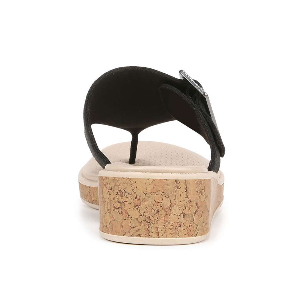 Bay Wedge Sandal - Black Linen