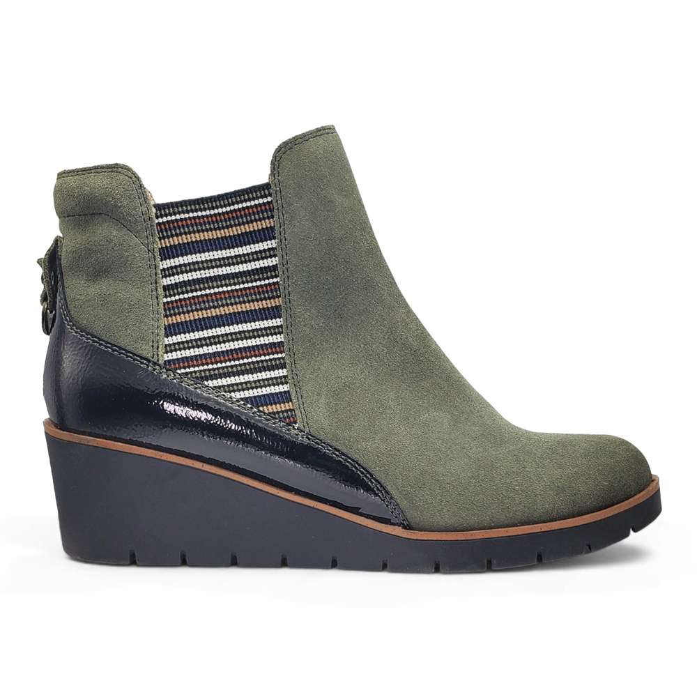 Galway Wedged Boot - Moss Suede