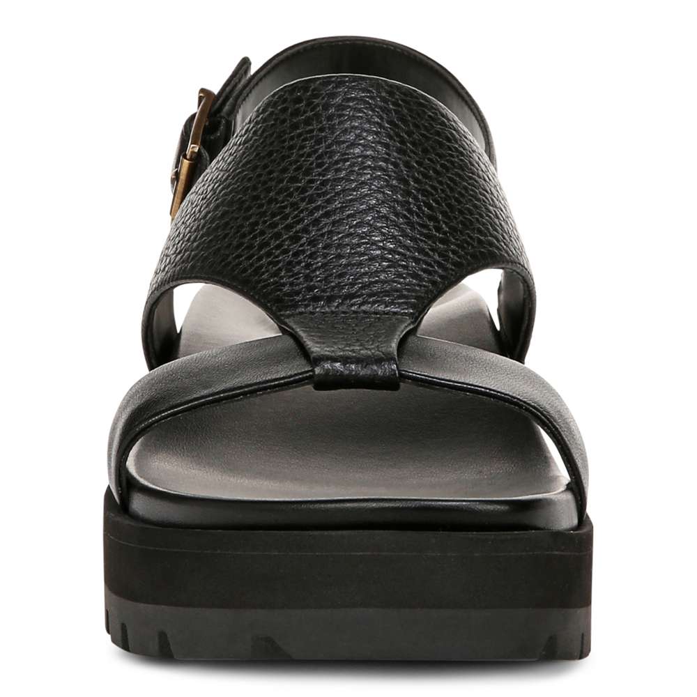 Alondra Platform Lug Sandal - Black Leather
