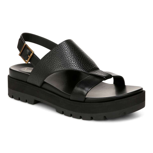 Alondra Platform Lug Sandal - Black Leather