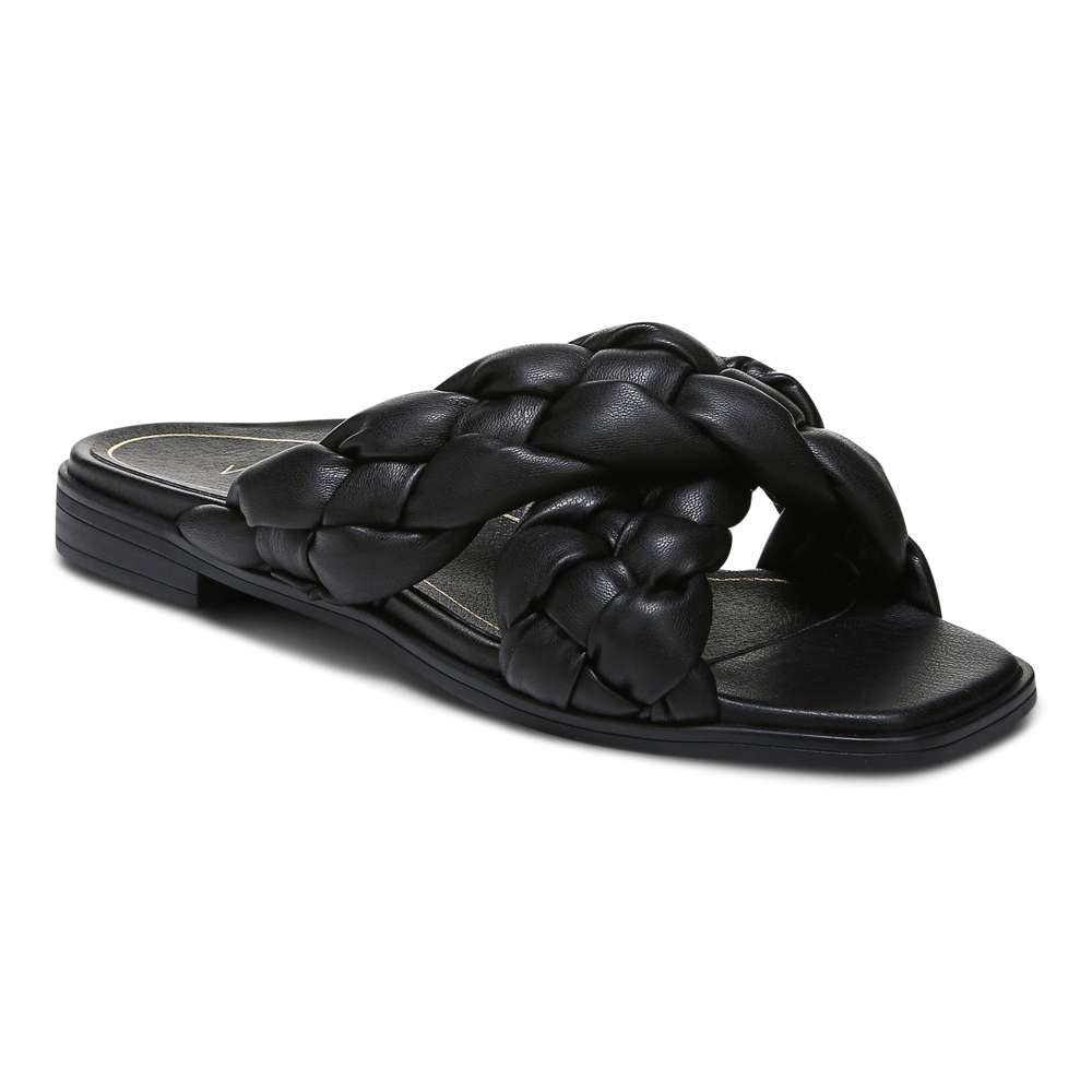 Kalina Slide Sandal - Black Nappa