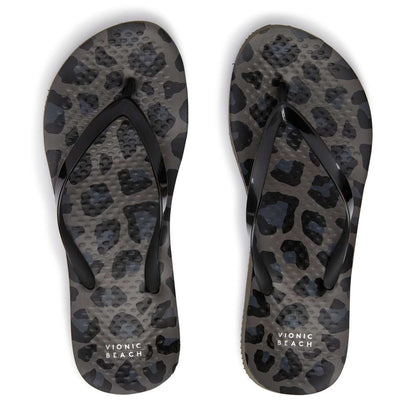Noosa Print Toe Post Sandal - Leopard Black