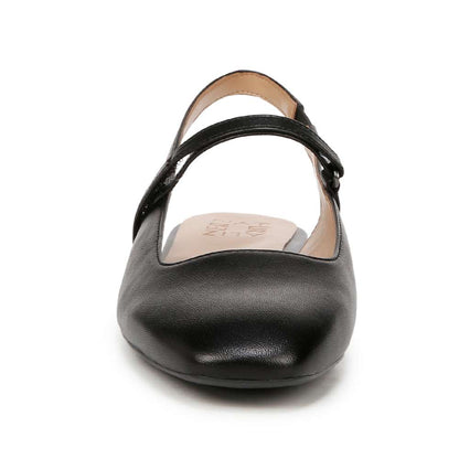 Connie Mary-Jane Slingback Flat - Black Leather