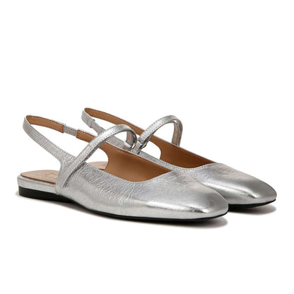 Connie Mary-Jane Slingback Flat - Silver