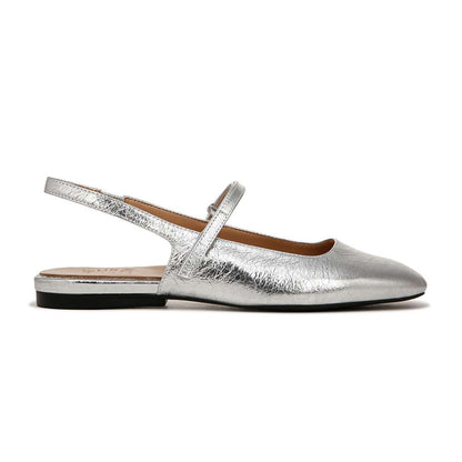 Connie Mary-Jane Slingback Flat - Silver