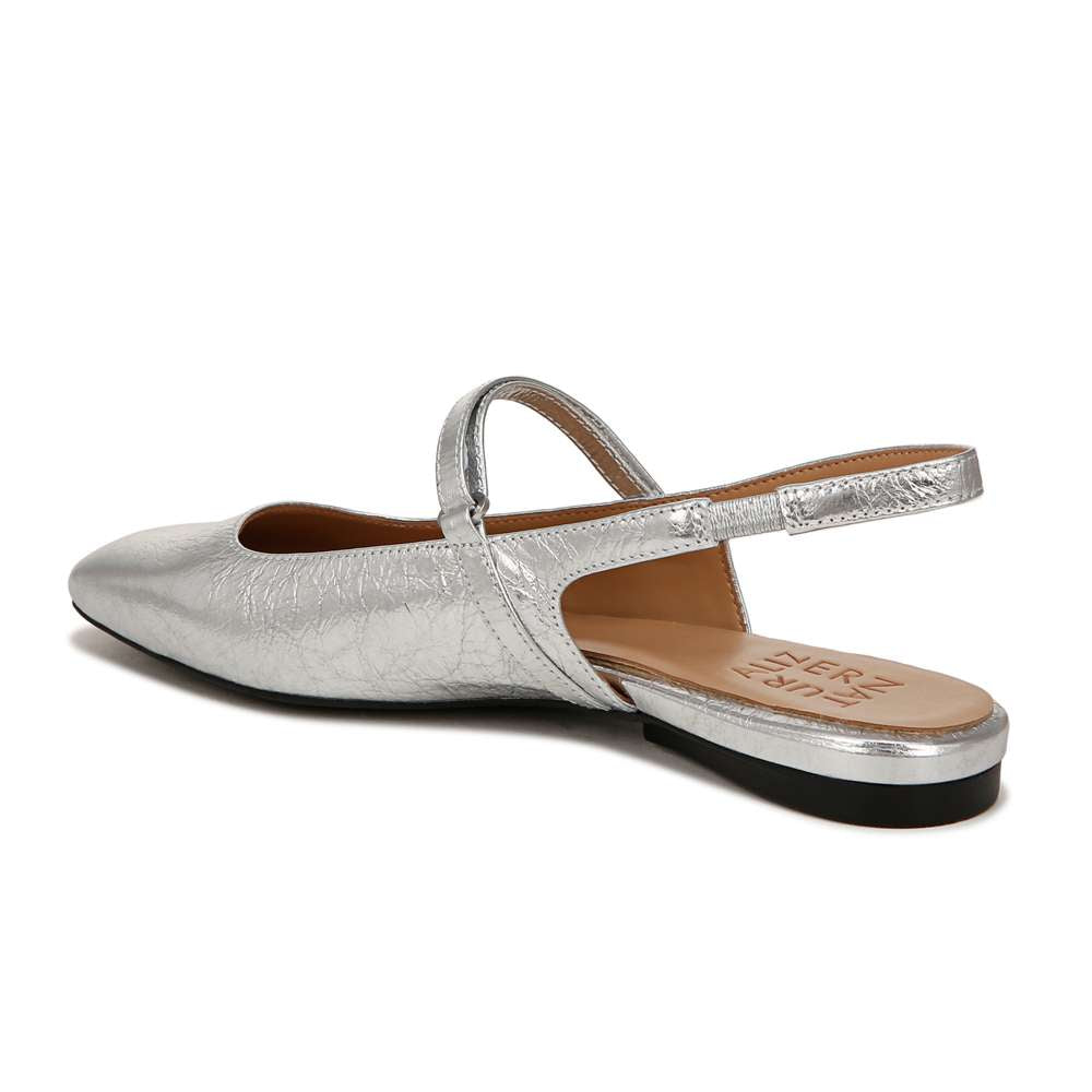 Connie Mary-Jane Slingback Flat - Silver