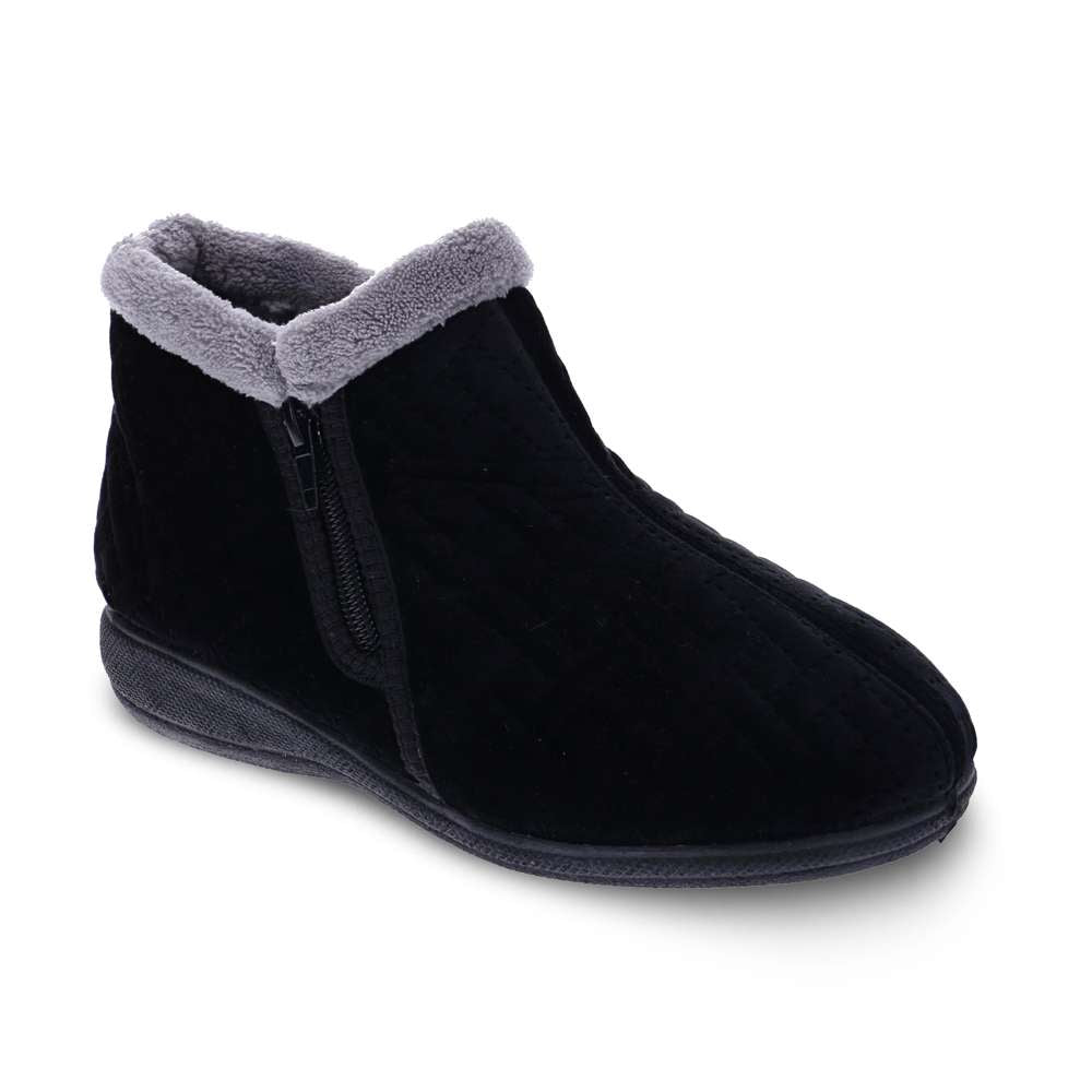 Dahlia Quilt Slipper - Black