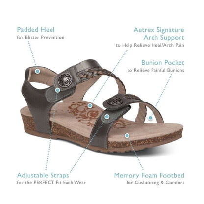 Jillian Braided Strap Sandal - Gunmetal